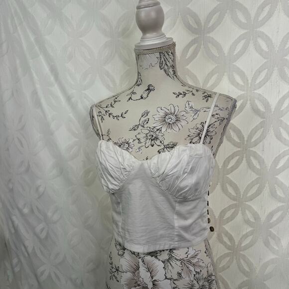 Free People FP One So Posh Corset Cropped Tank Top Ivory Size S NWT - Picture 5 of 9